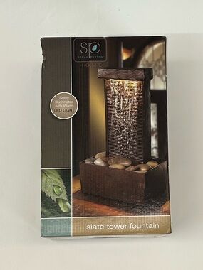 New in Box- Slate Tower Fountain - Brown